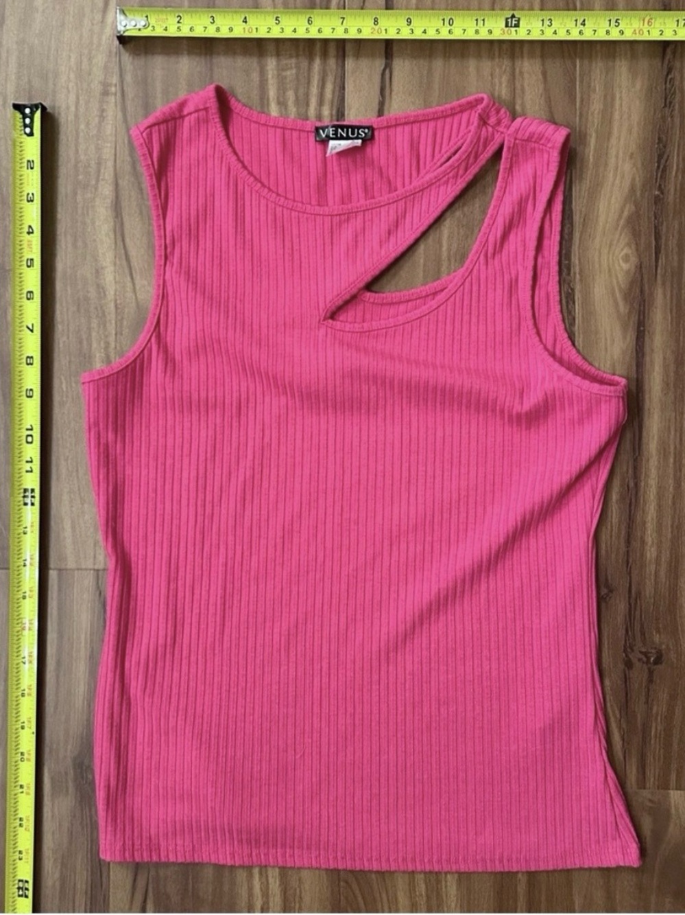 VENUS Pink Cut Out Ribbed Tank Top